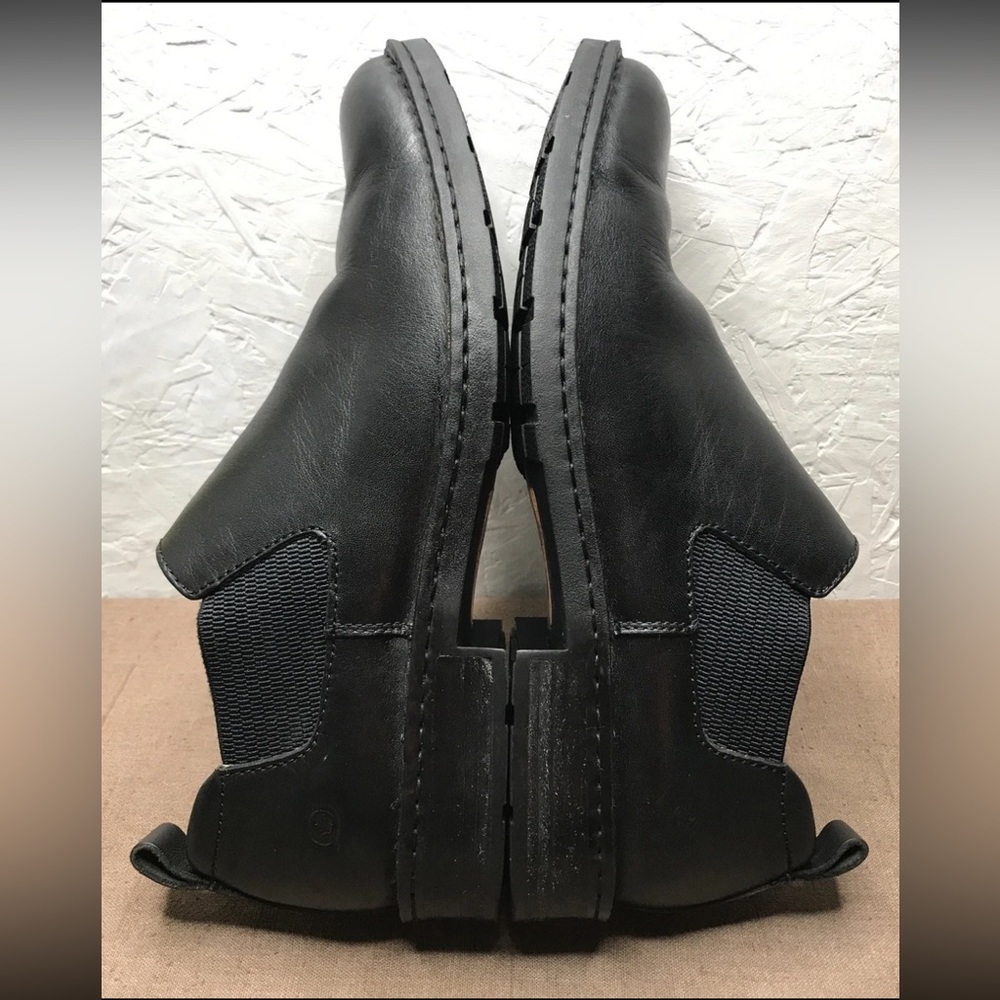 Rare Born Men’s Chelsea-Style Shoes Black Leather Size 10.5M Slip-On Double Gore - Picture 8 of 13